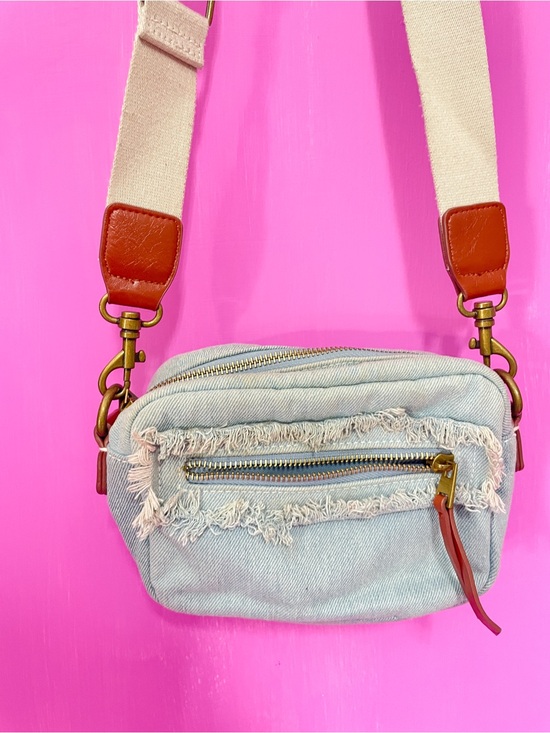 Target Handbags - Target Light Blue Denim Crossbody with Cream Strap and Brown Leather Accents
